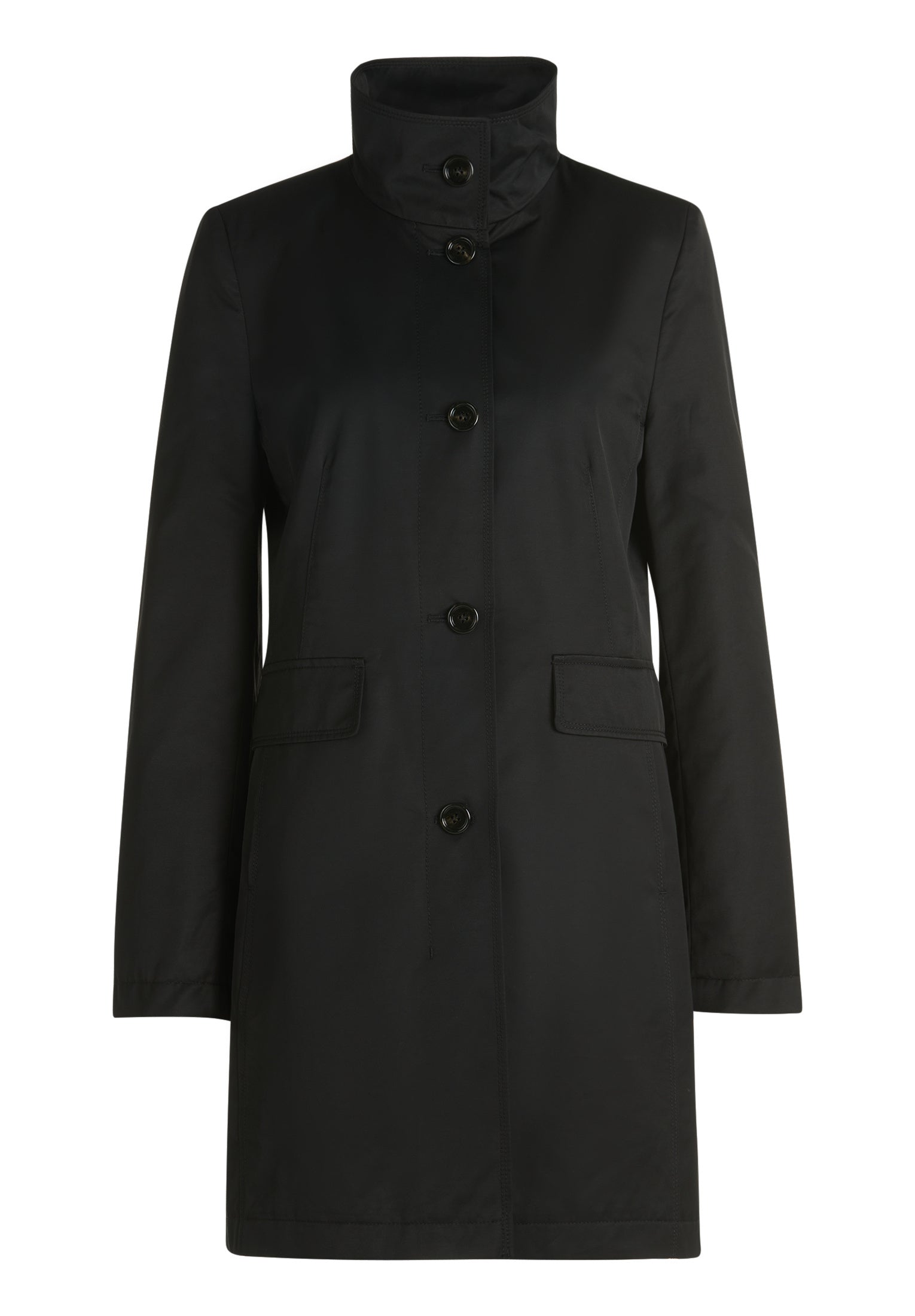 Sommermantel mit Stehkragen - 9042-Jet Black - Schwarz