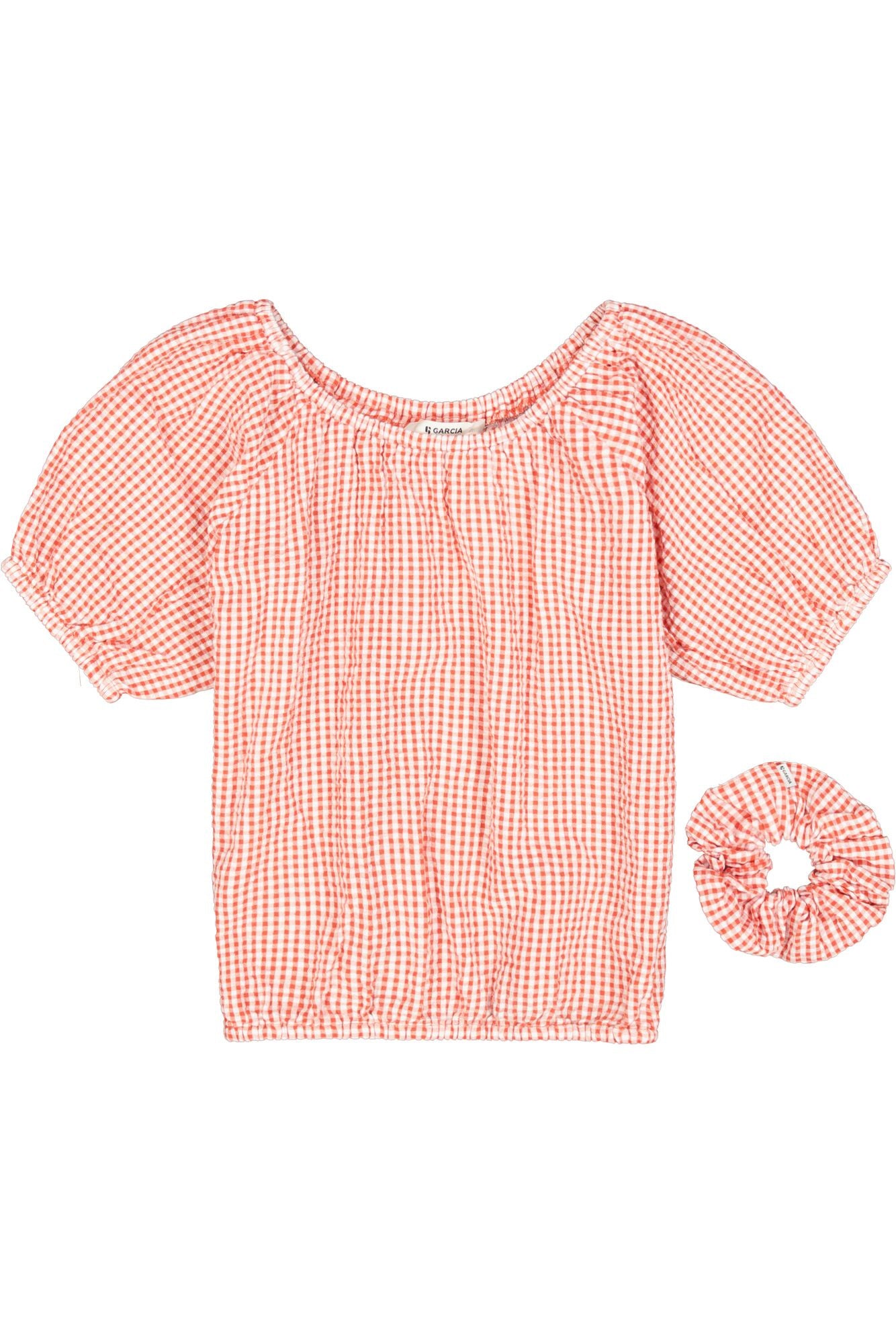 Schlupfbluse kariert aus Baumwolle - 6704-baked apple - Rot