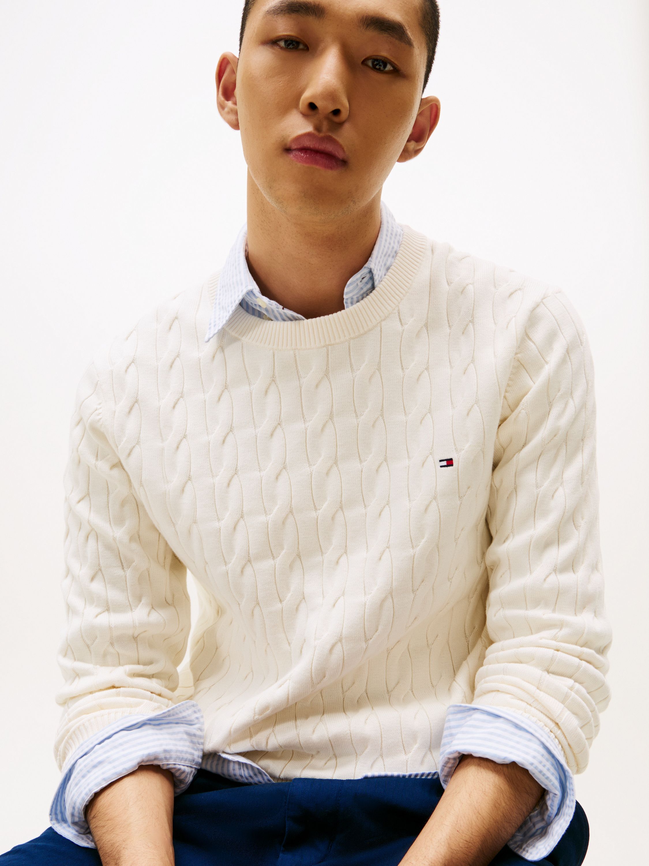 Feinstrickpullover mit Musterung - Z00-YELLOW - Creme