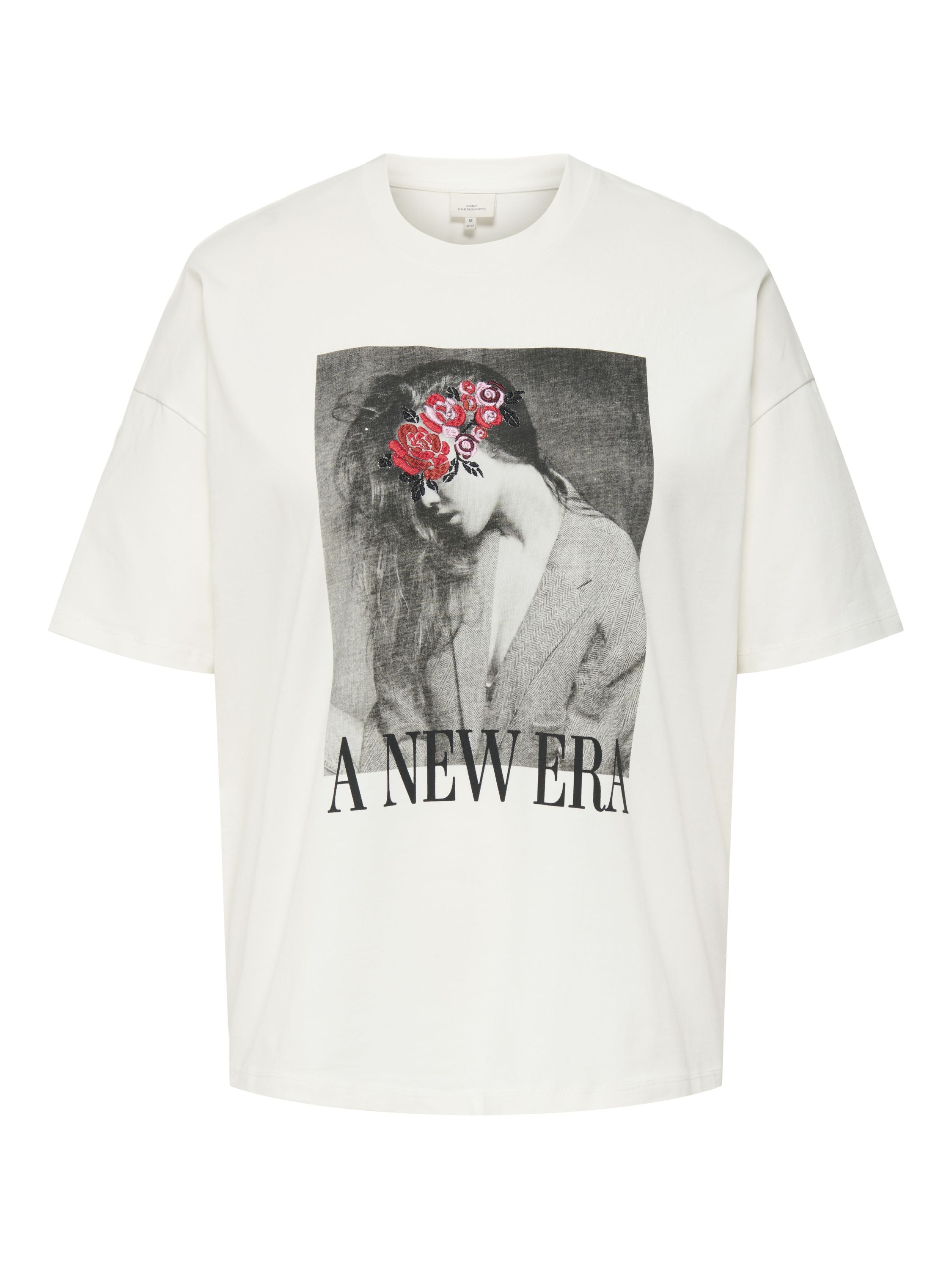 T-Shirt aus Bio-Baumwolle - Cloud Dancer/FLOWER LADY - Weiß