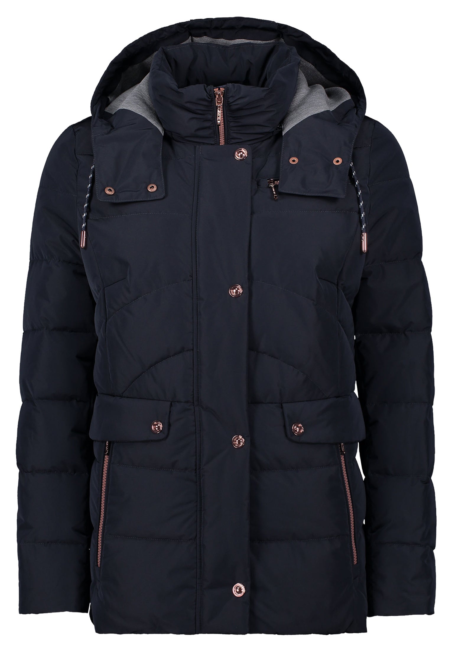 Steppjacke mit abnehmbarer Kapuze - 8534-Dark Navy - Blau