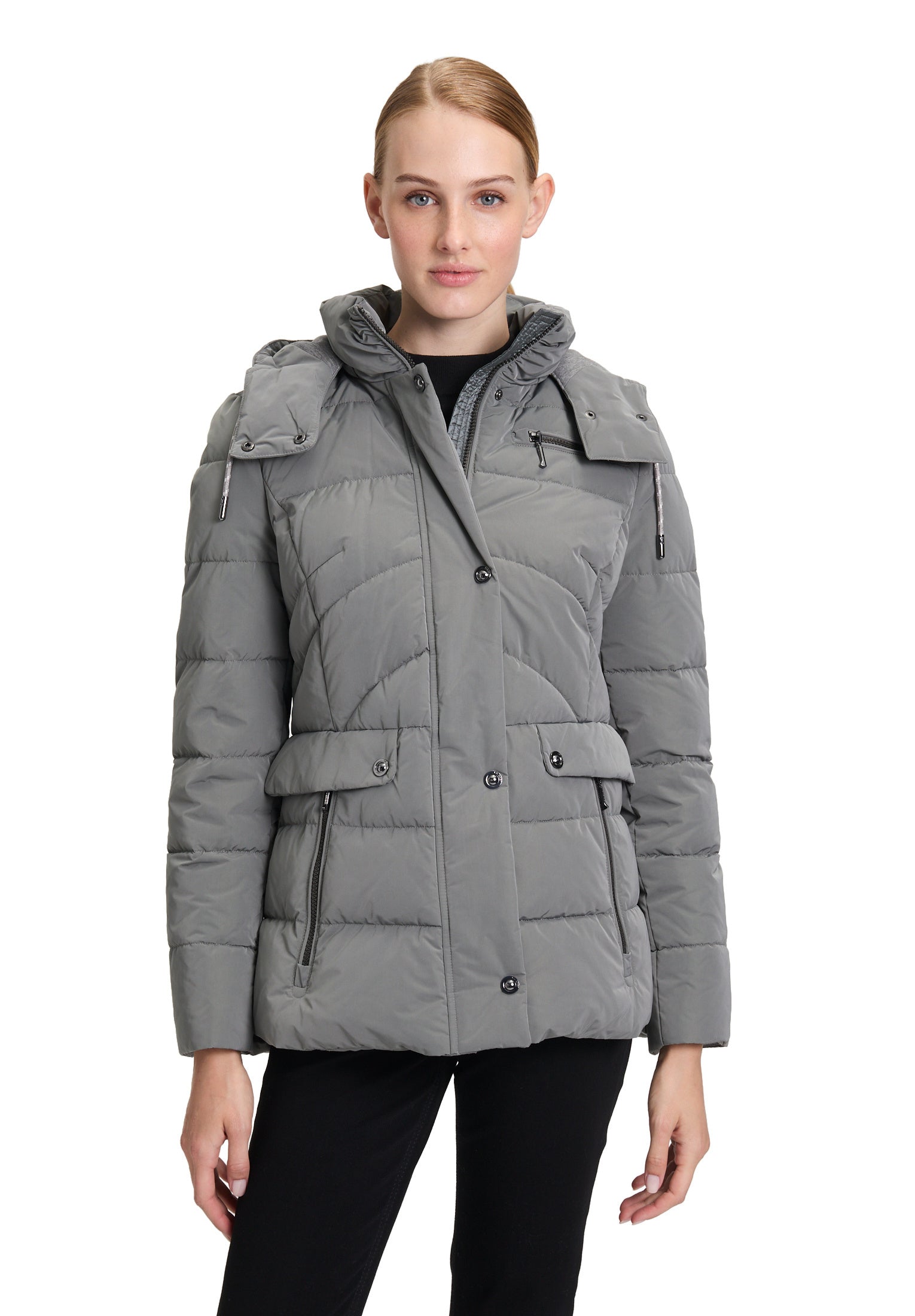Steppjacke mit abnehmbarer Kapuze - 9086-Salvia - Grau
