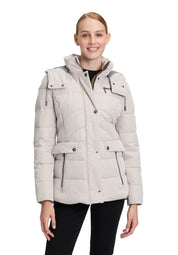 Steppjacke mit abnehmbarer Kapuze - 9300-Silver Cloud - Creme