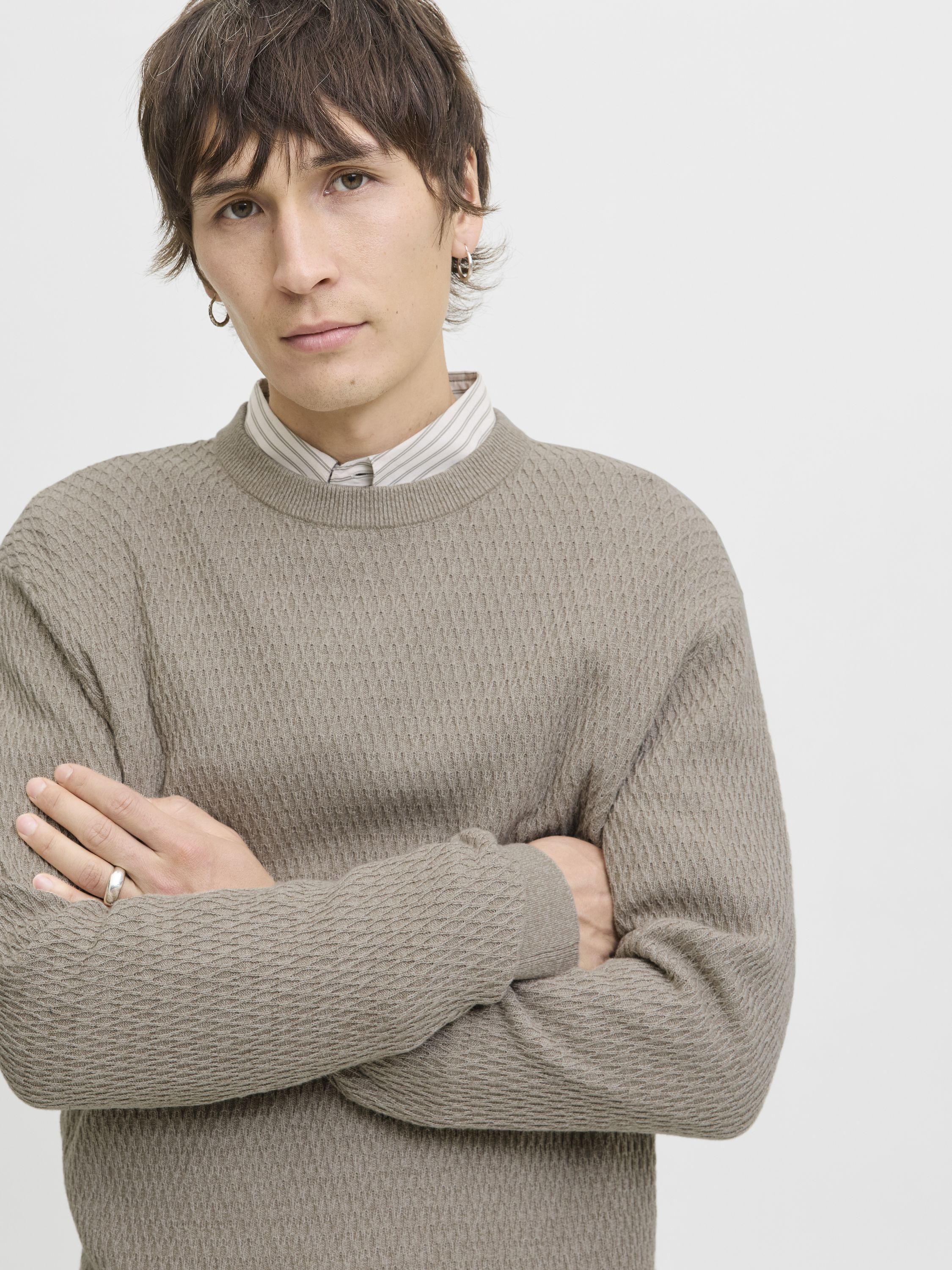 Strickpullover aus Baumwolle - Greige/Twist - Beige