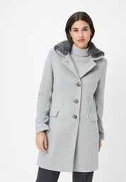 Wollmantel mit Reversekragen - 7020 - Grau