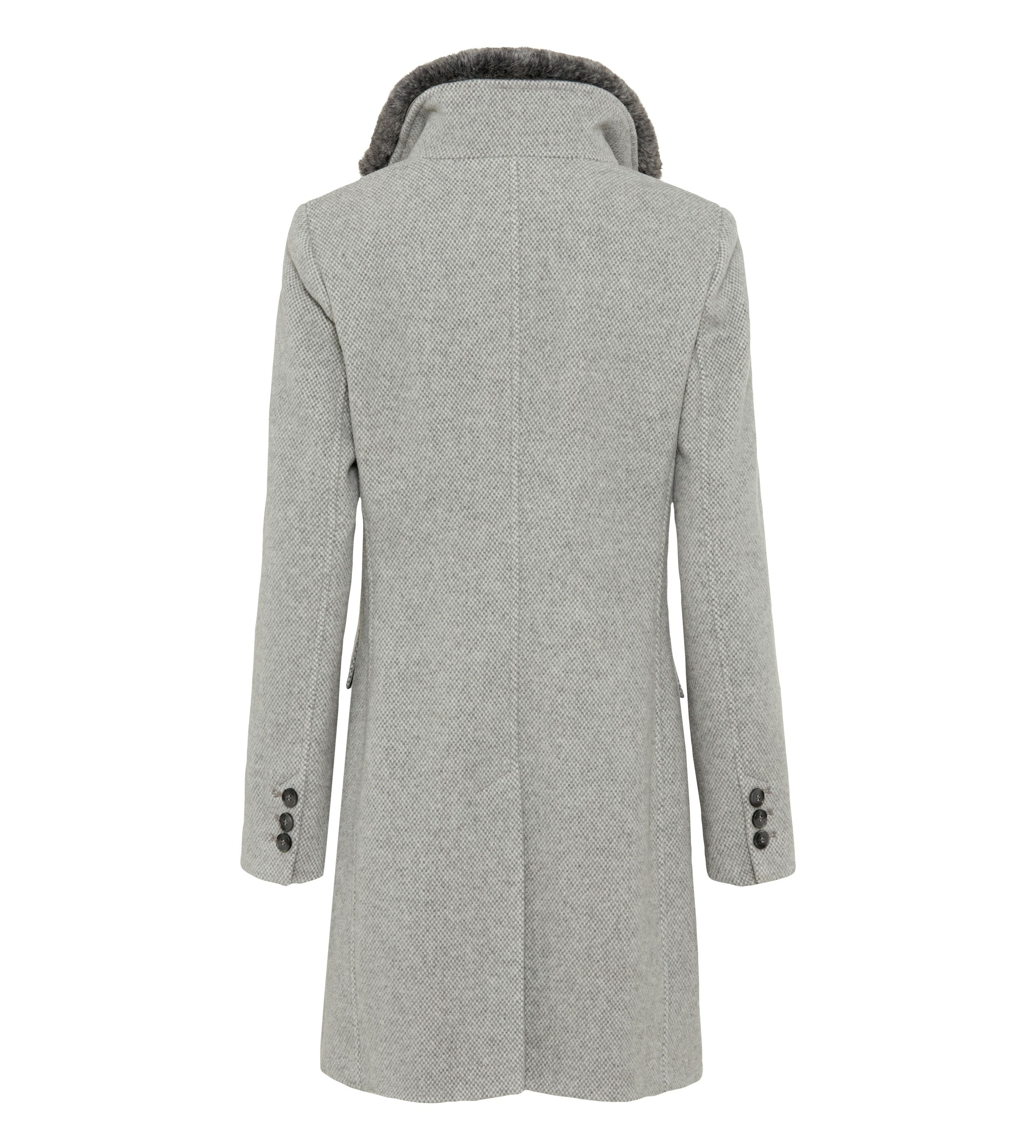Wollmantel mit Reversekragen - 7020 - Grau
