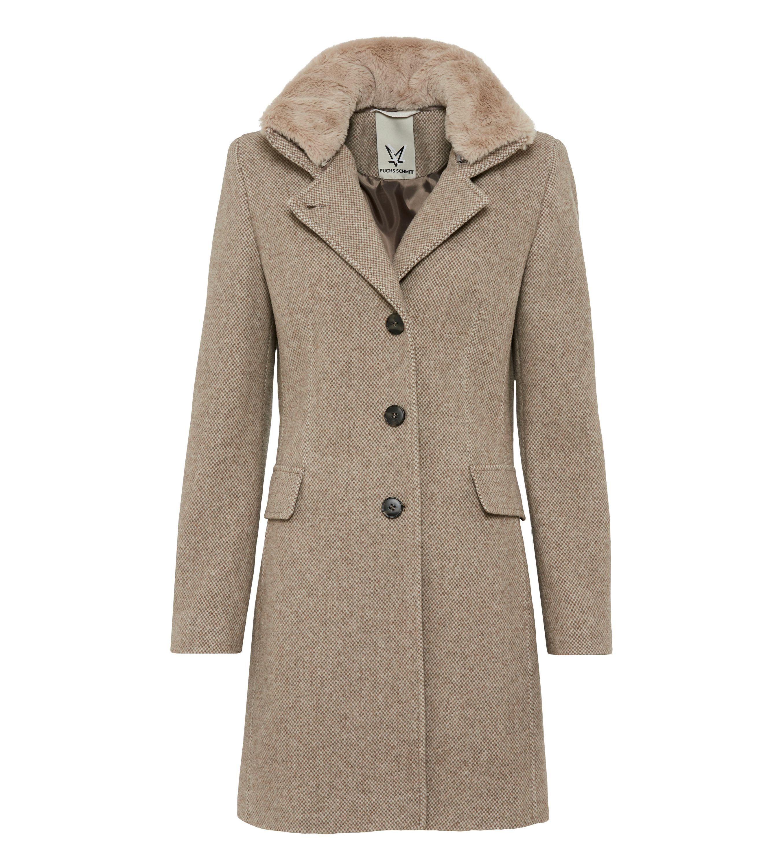 Wollmantel mit Reversekragen - 7014 - Beige