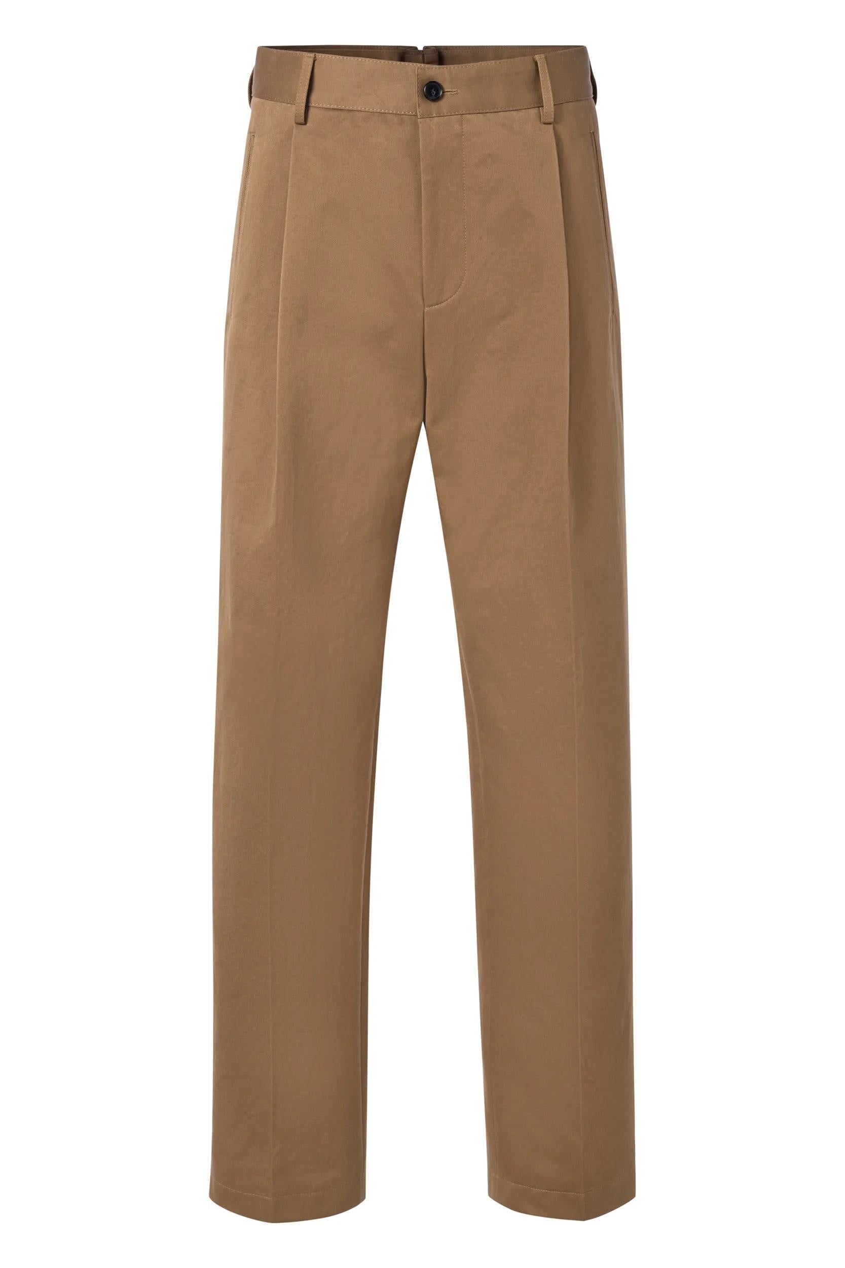 Chinohose mit Bundfalte - 263 - Braun