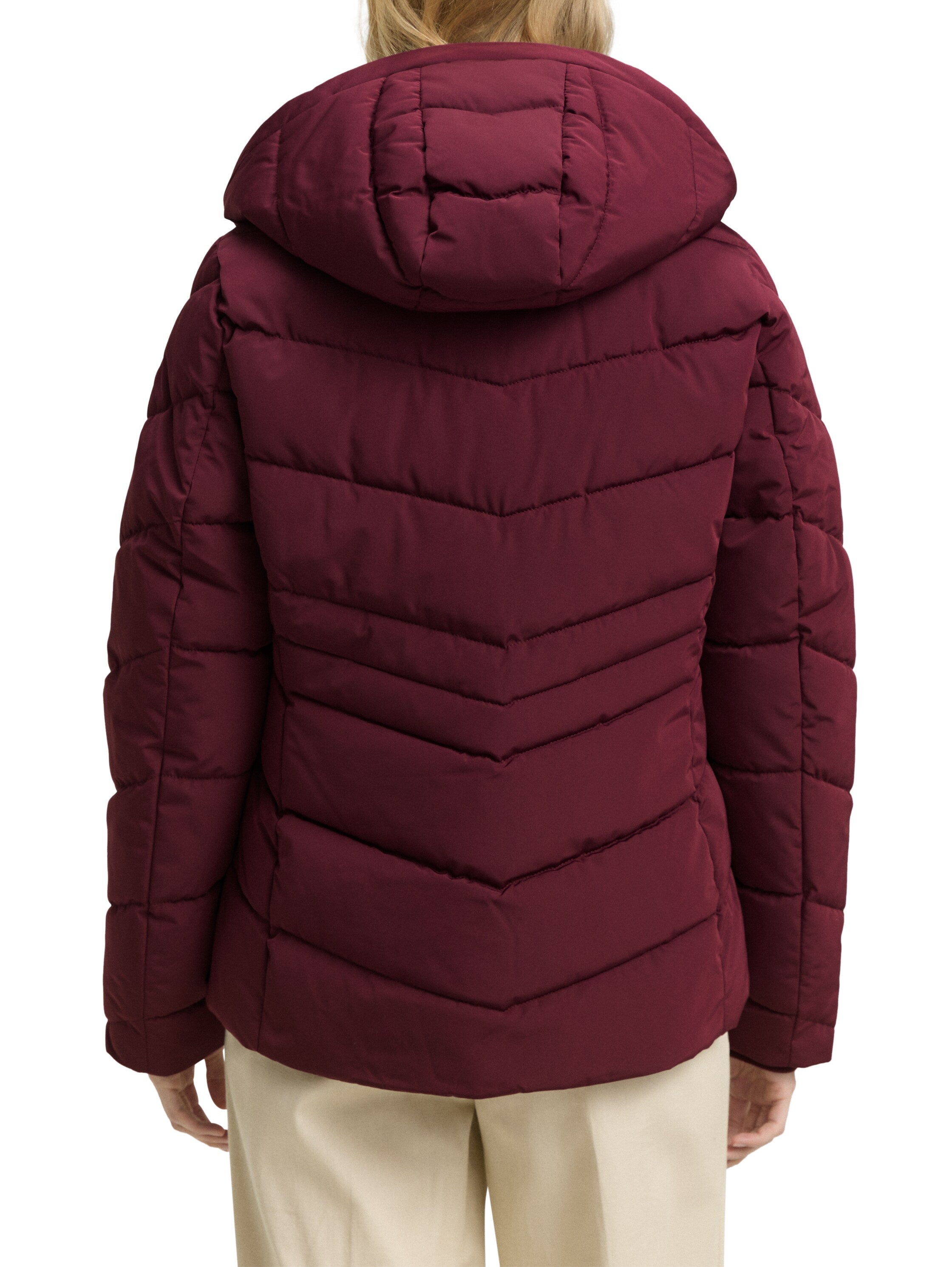 Puffer-Jacke mit abnehmbarer Kapuze - 16427-bordeaux red - Rot
