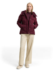 Puffer-Jacke mit abnehmbarer Kapuze - 16427-bordeaux red - Rot