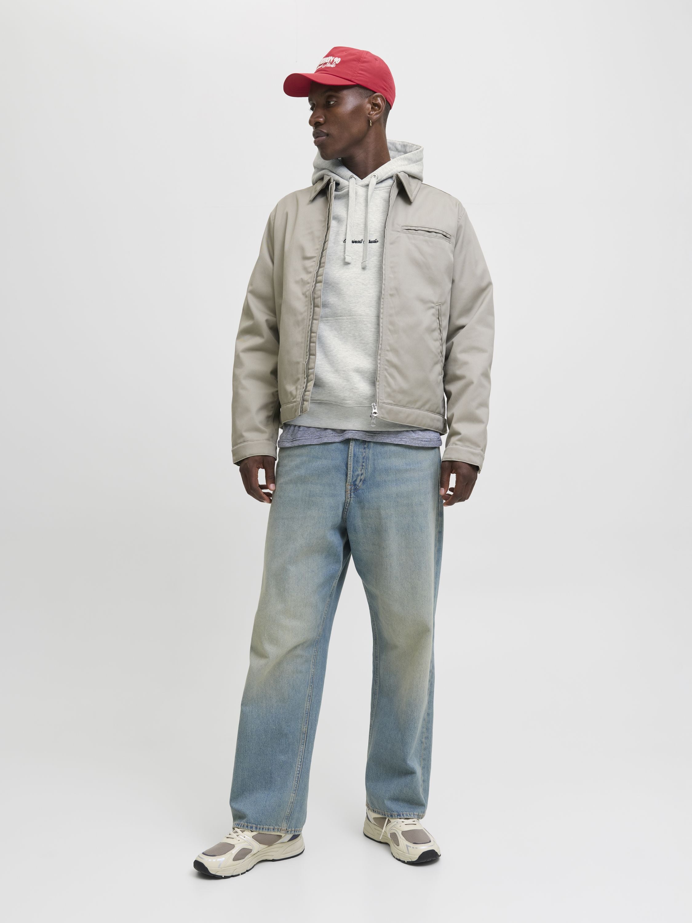 Sweathoodie - White Melange - Weiß