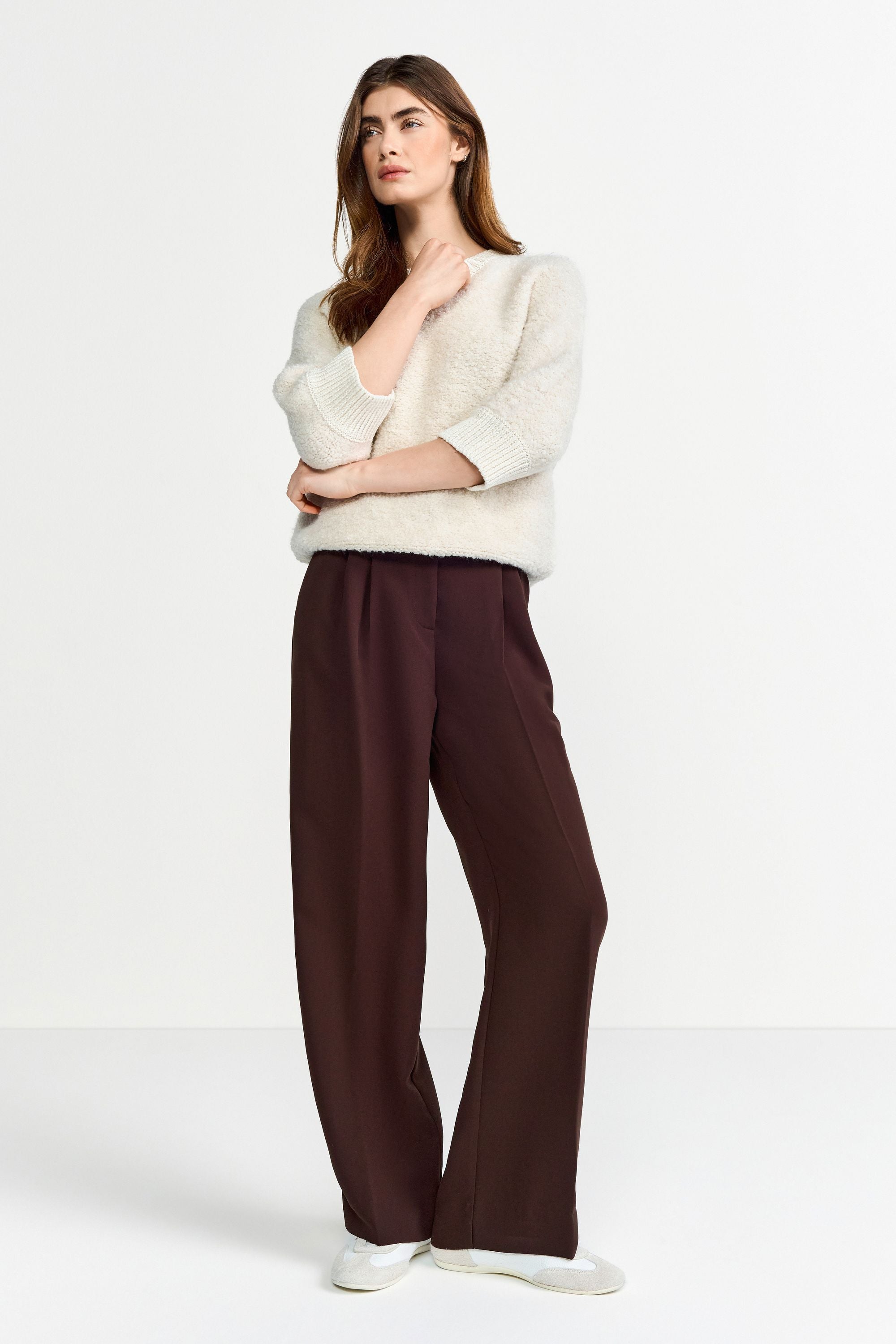 Strick-T-Shirt aus Wollmix - 223-caffee latte - Creme