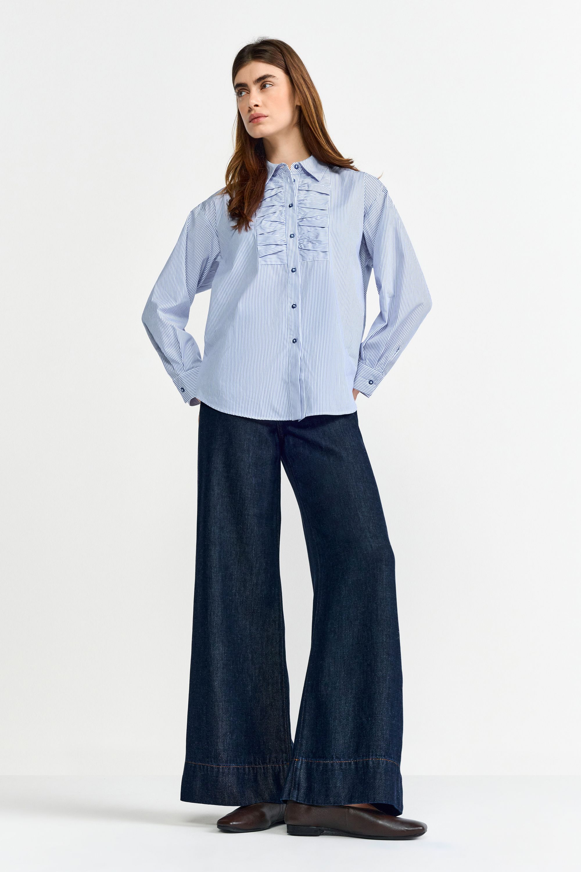 Bluse aus Baumwolle - 718-skyway blue - Blau