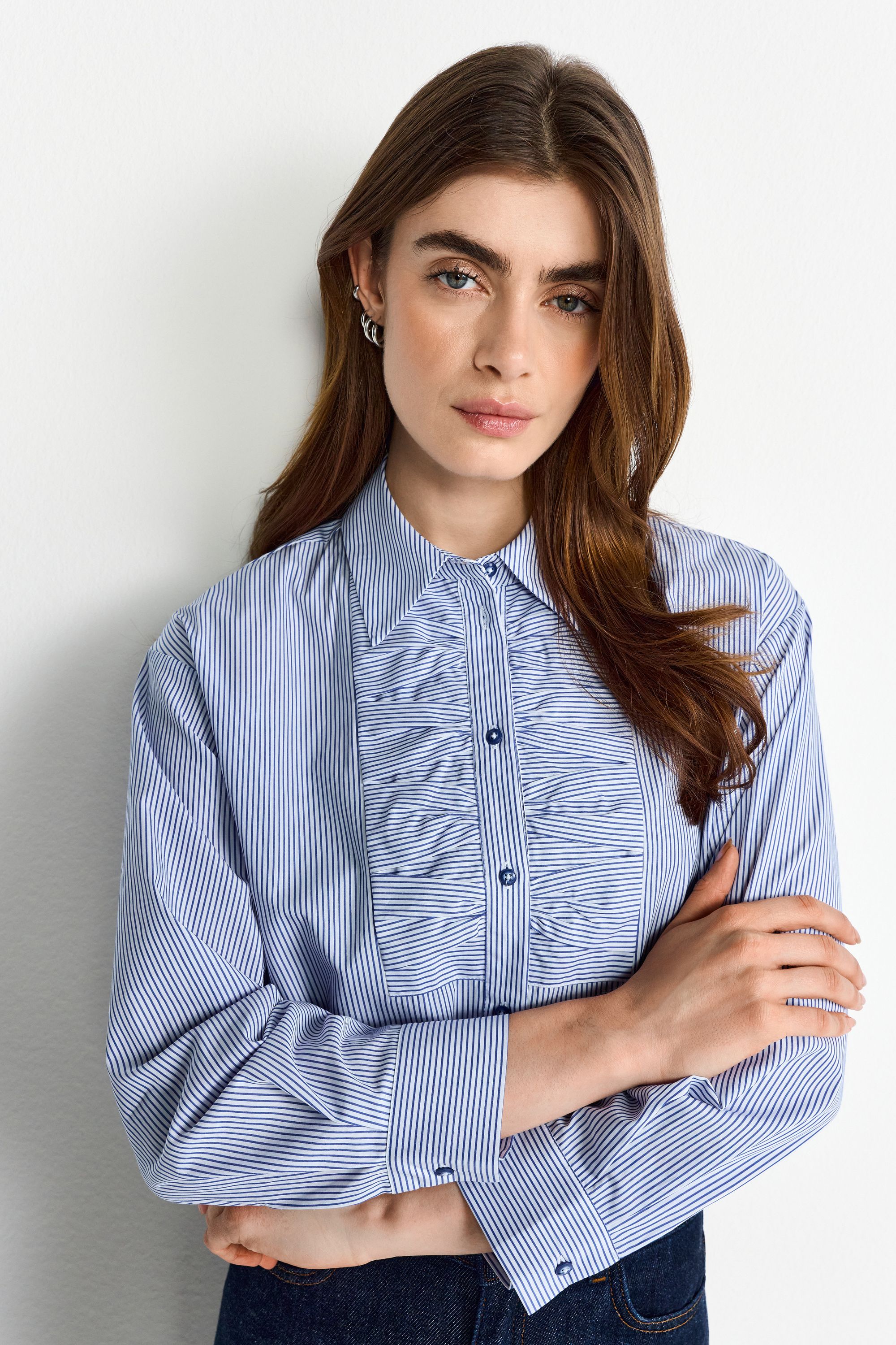 Bluse aus Baumwolle - 718-skyway blue - Blau