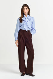 Schluppenbluse aus Baumwolle - 718-skyway blue - Blau