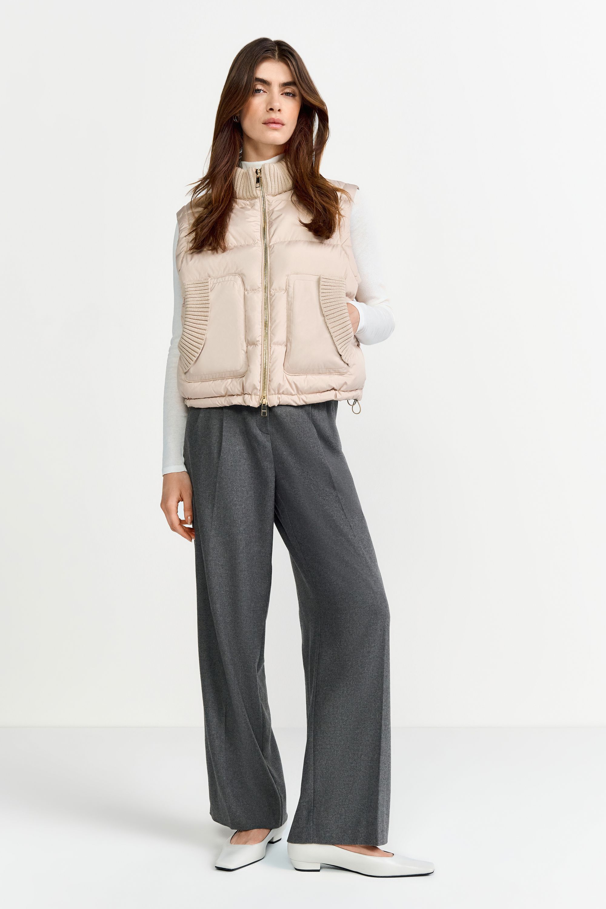 Steppweste mit Stehkragen - 223-caffee latte - Beige