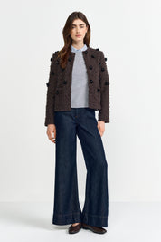 Jacke mit 3D-Blumen - 285-dark chocolate - Braun