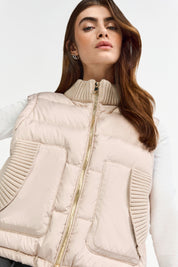 Steppweste mit Stehkragen - 223-caffee latte - Beige
