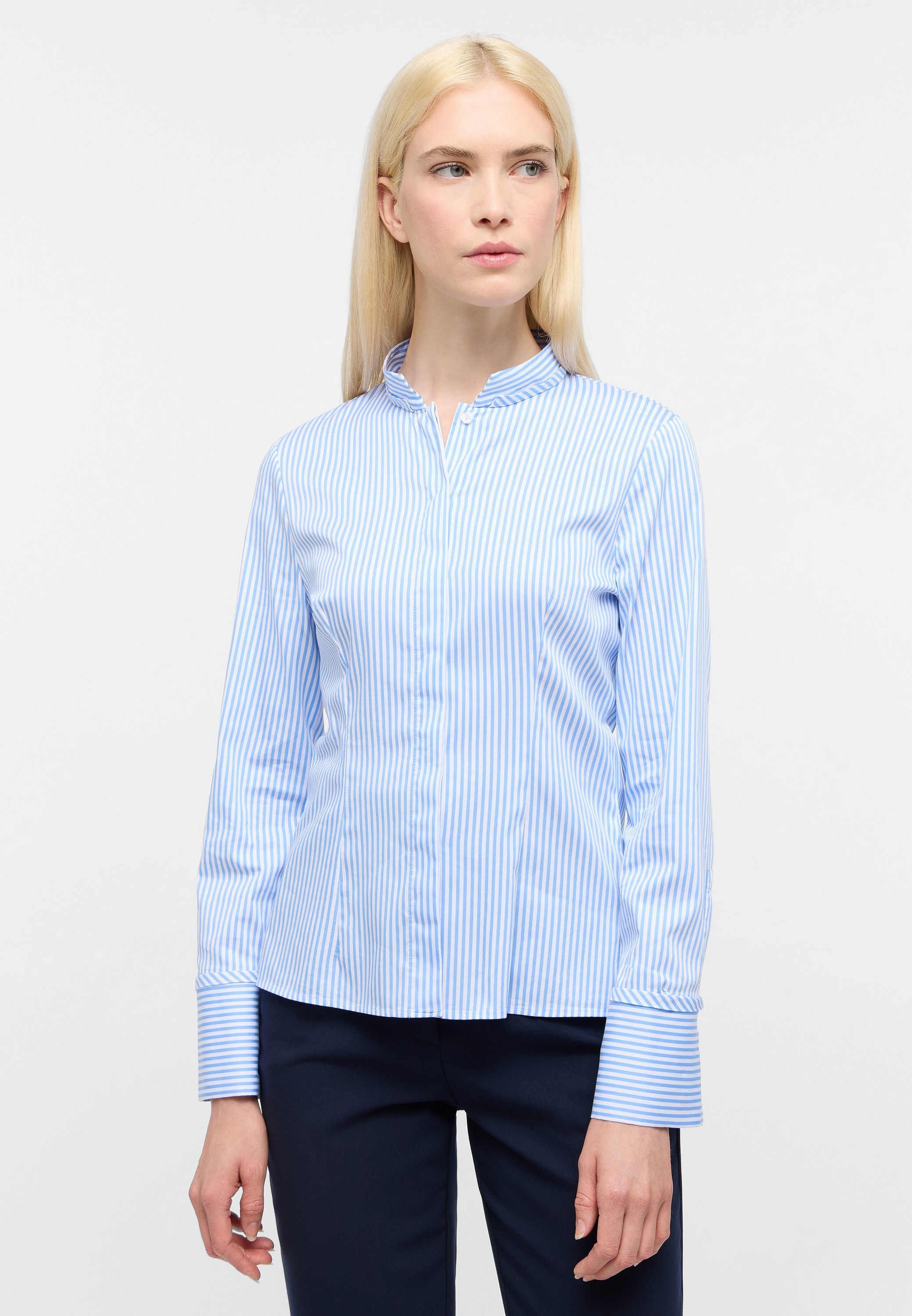 Bluse gestreift Slim Fit - 12-mittelblau - Blau