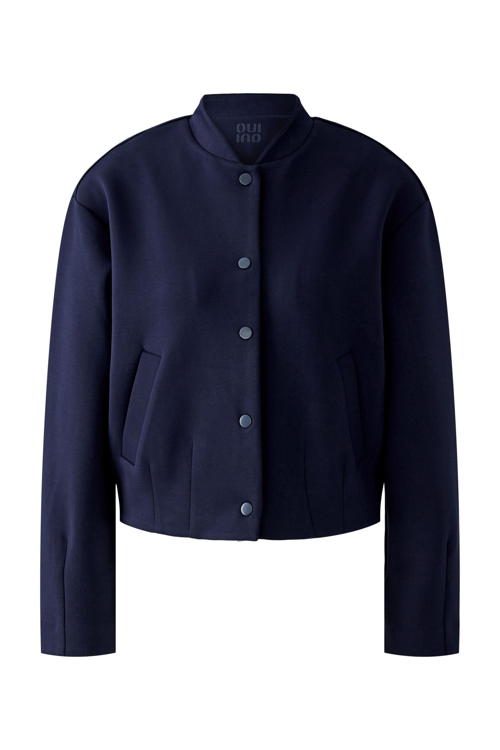 Sweatshirtjacke mit Stehkragen - 5742-darkblue - Blau