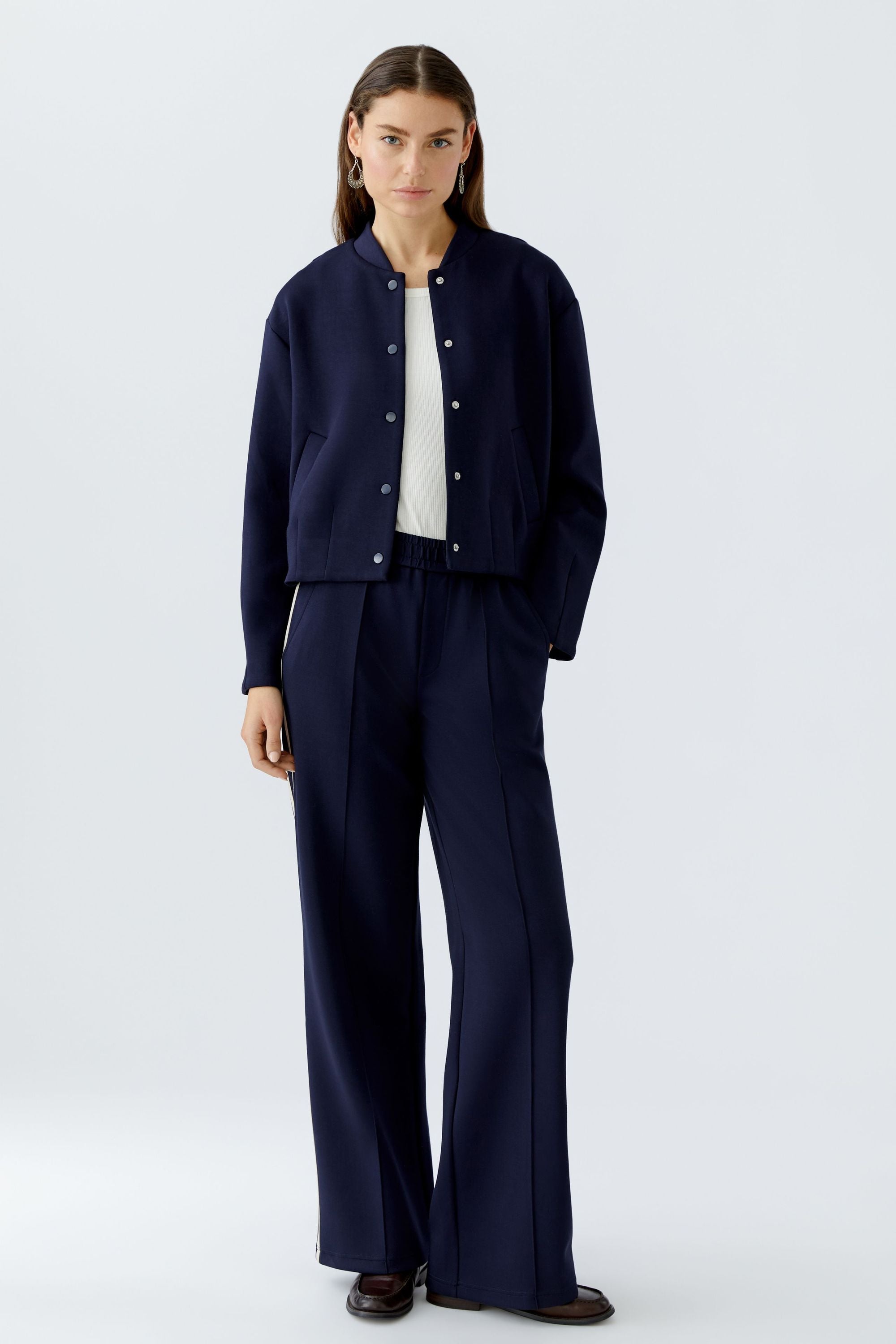 Sweatshirtjacke mit Stehkragen - 5742-darkblue - Blau