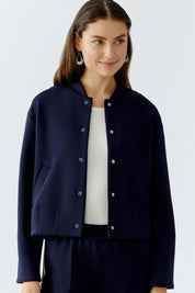 Sweatshirtjacke mit Stehkragen - 5742-darkblue - Blau