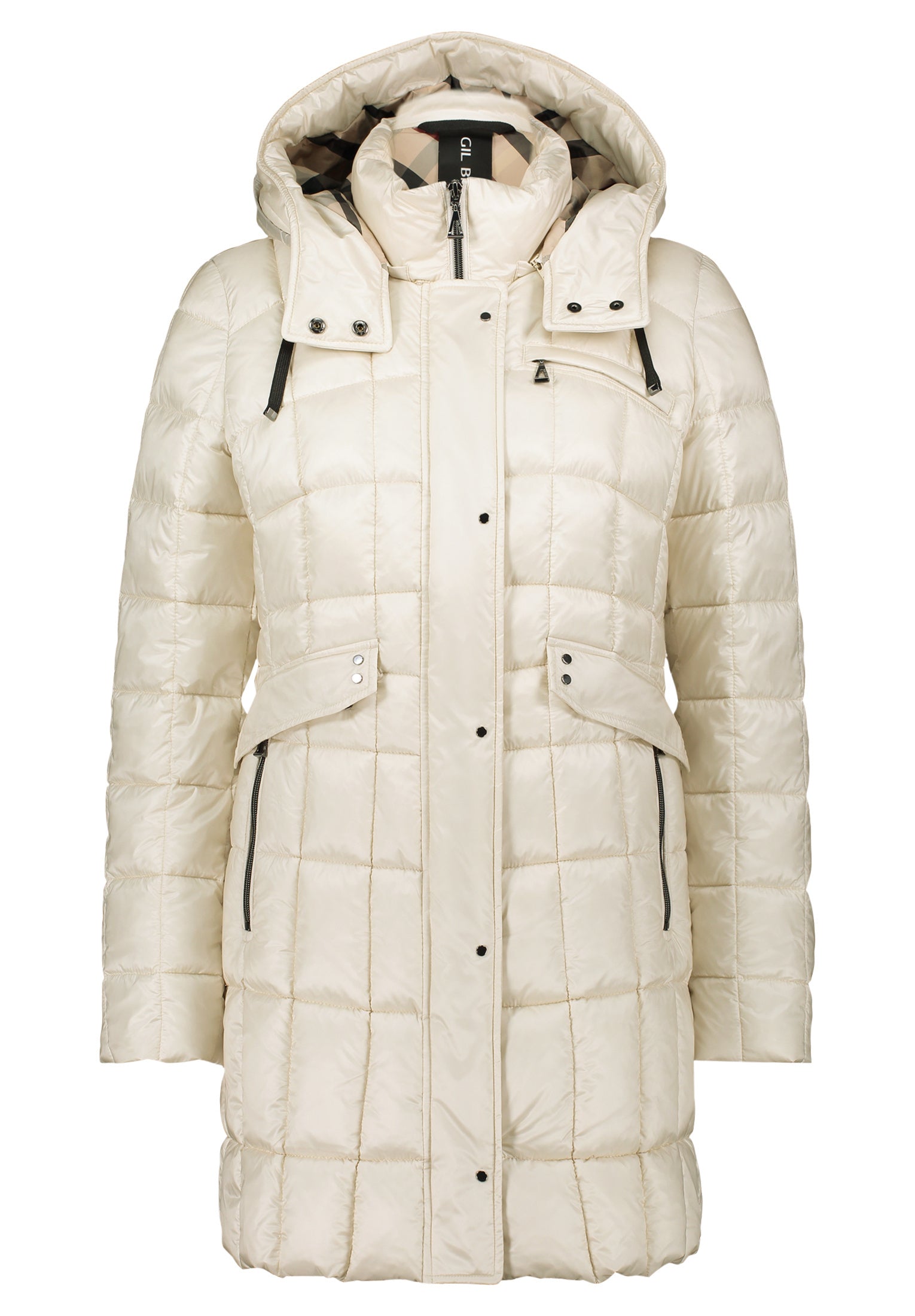 Steppmantel mit abnehmbarer Kapuze - 1158-Pearl Cream - Creme