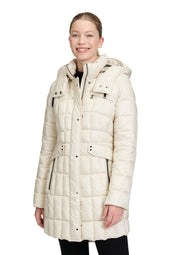 Steppmantel mit abnehmbarer Kapuze - 1158-Pearl Cream - Creme