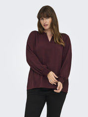 Bluse mit V-Ausschnitt - Tawny Port - Rot