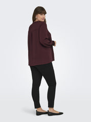 Bluse mit V-Ausschnitt - Tawny Port - Rot