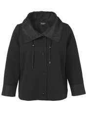 Sweatshirtjacke mit aufliegendem Kragen - 100-schwarz - Schwarz