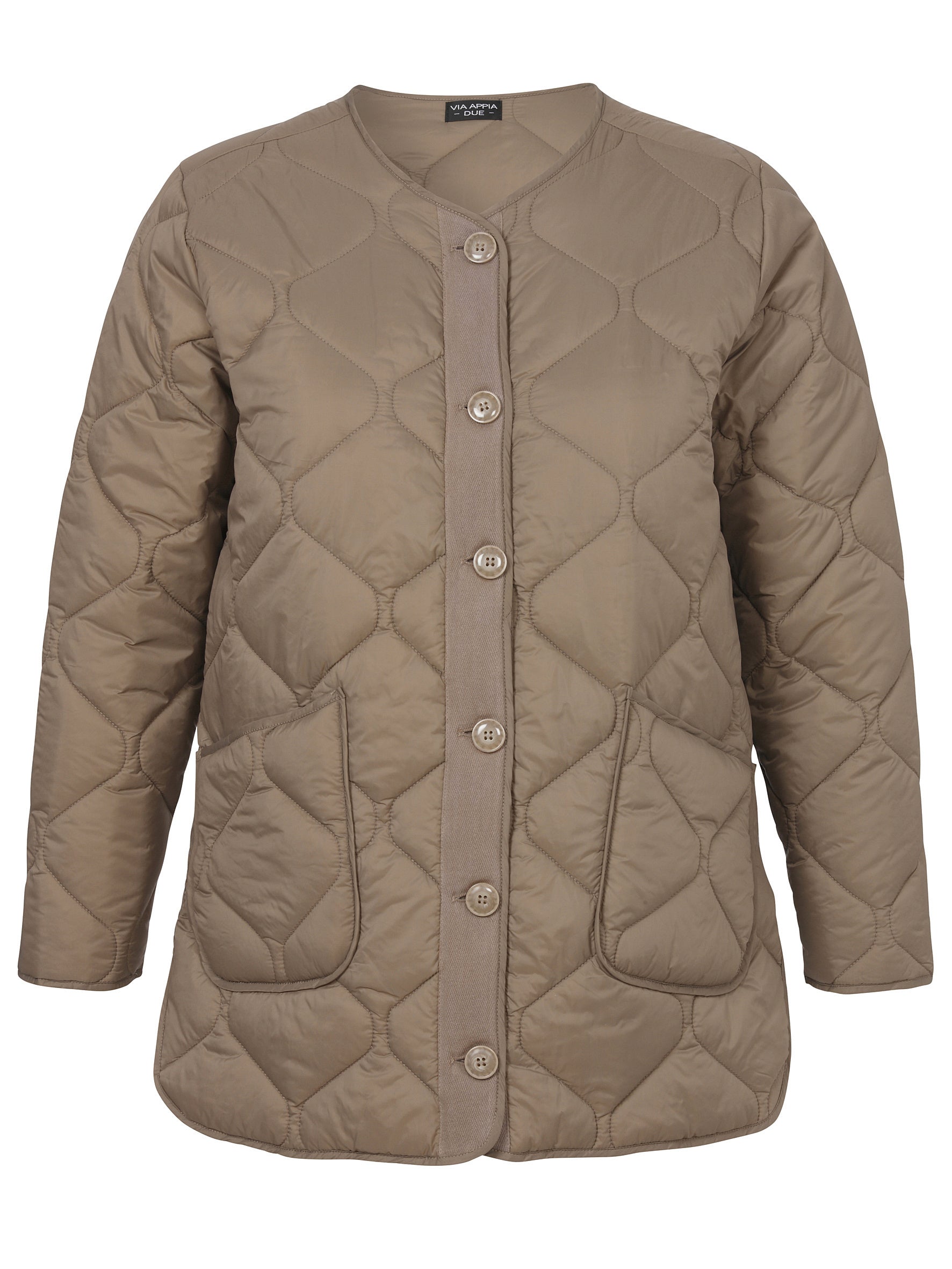 Steppjacke mit Rundhalsausschnitt - 740-mokka - Braun