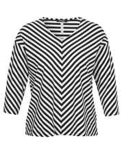 T-Shirt V-Ausschnitt - 814954-navy / offwhite - Weiß | Schwarz