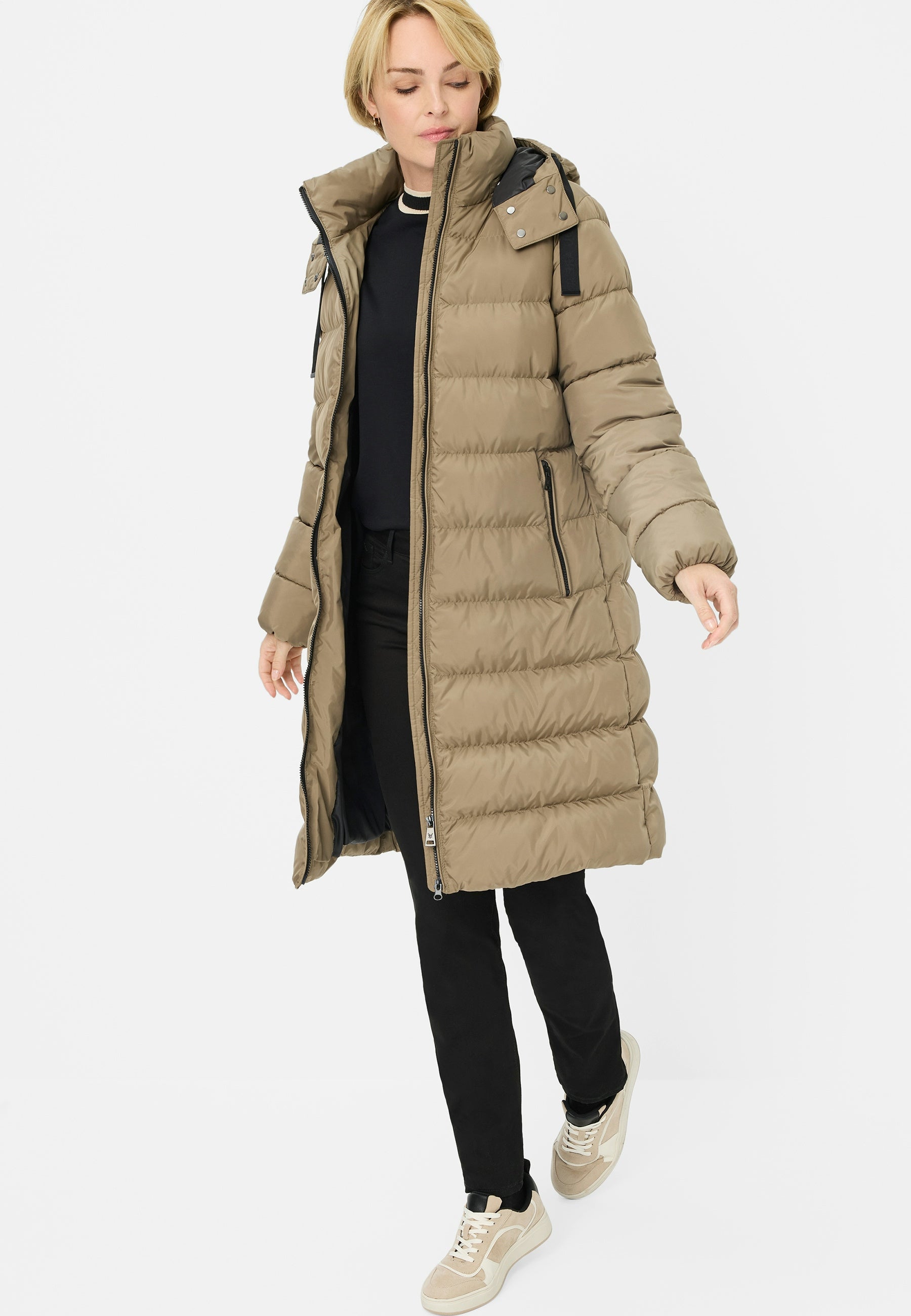 Steppmantel mit Kapuze - 0031 - Braun