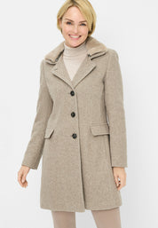 Wollmantel mit Reversekragen - 7014 - Beige