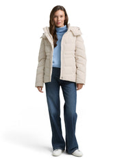 Puffer-Jacke mit abnehmbarer Kapuze - 27609-cold beige - Creme