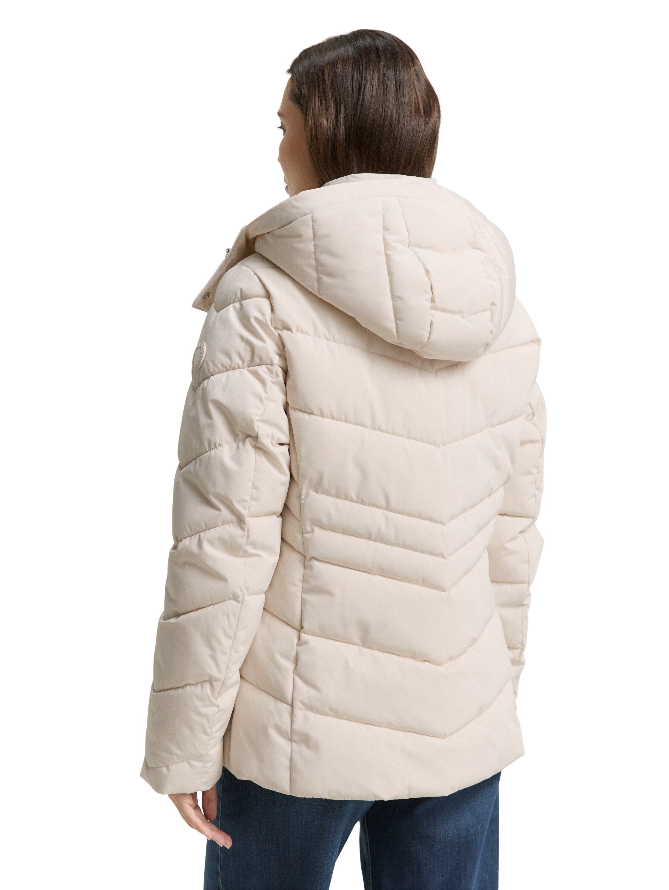 Puffer-Jacke mit abnehmbarer Kapuze - 27609-cold beige - Creme
