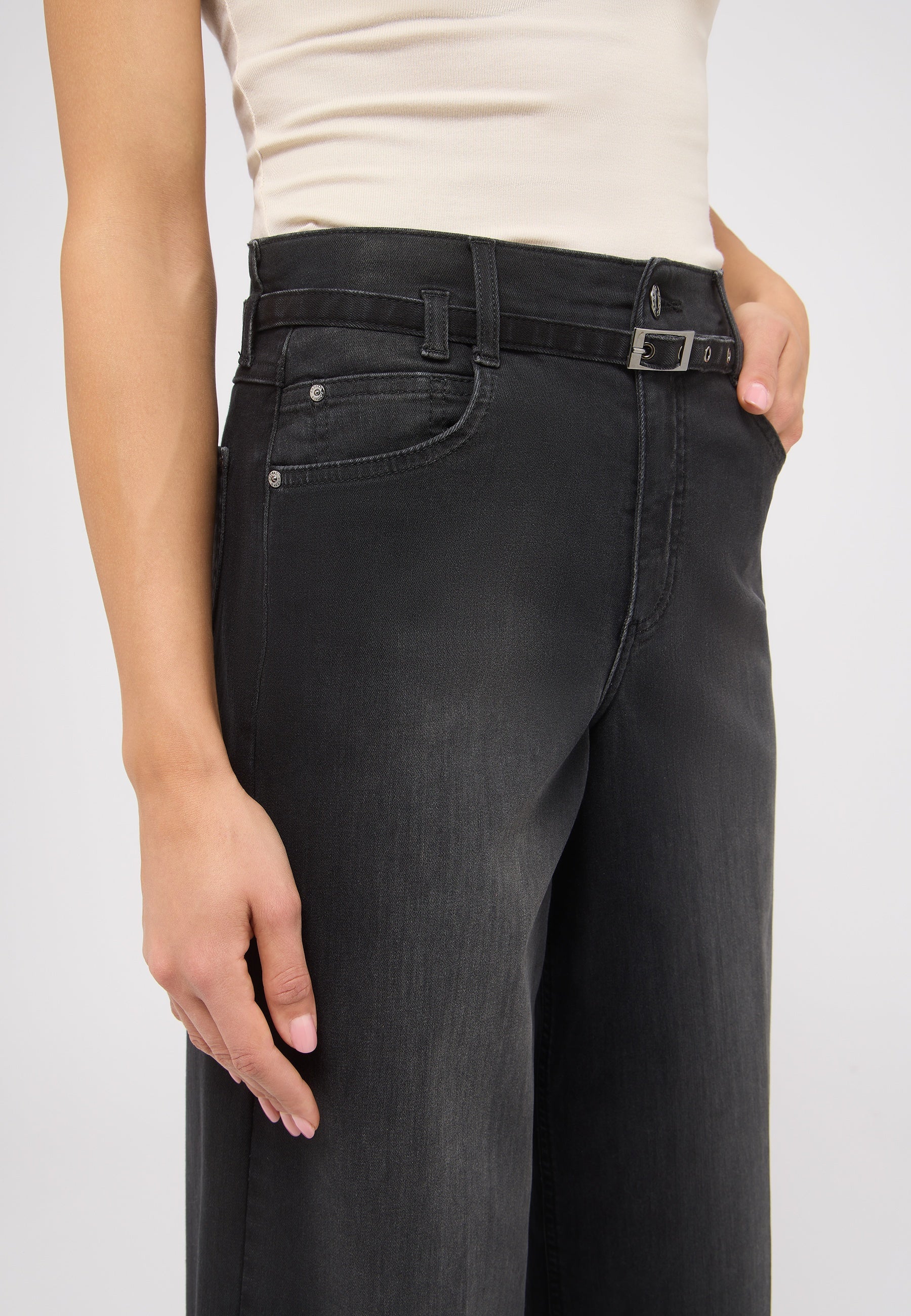 Jeans LIVA Wide Leg - 115-anthracite used - Schwarz