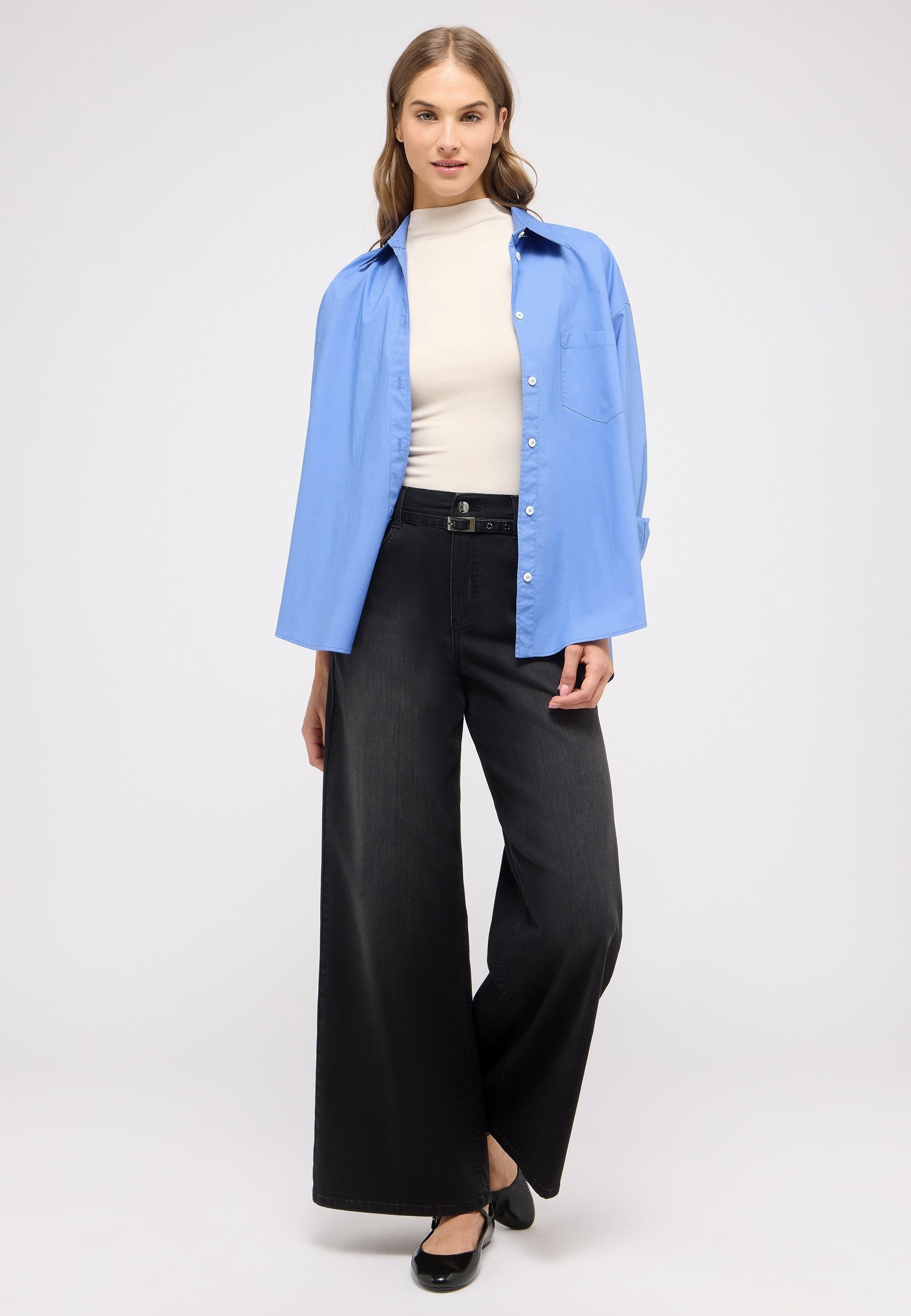 Jeans LIVA Wide Leg - 115-anthracite used - Schwarz