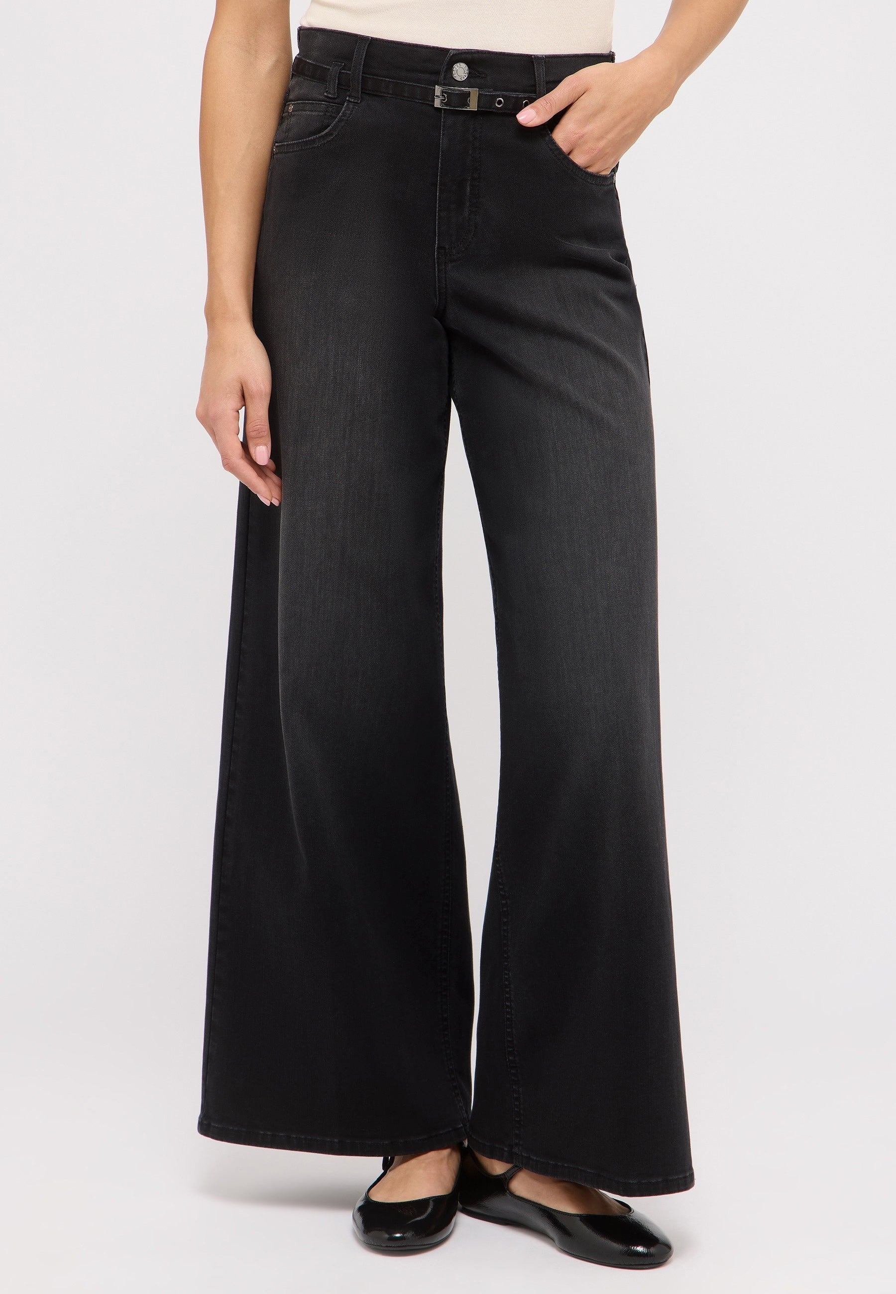 Jeans LIVA Wide Leg - 115-anthracite used - Schwarz