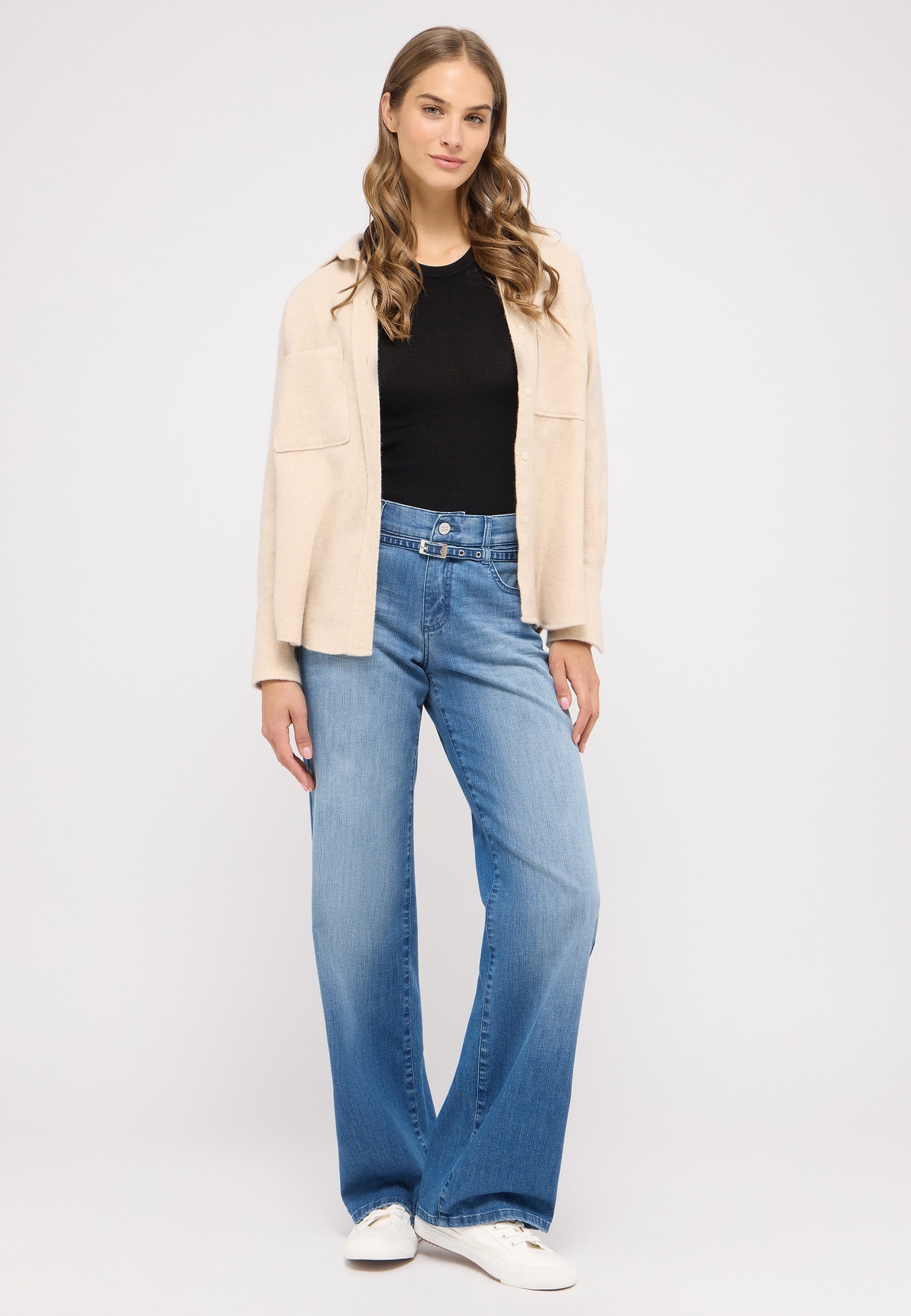 Jeans Wide Leg Liz Belt - 3458-light blue used - Blau