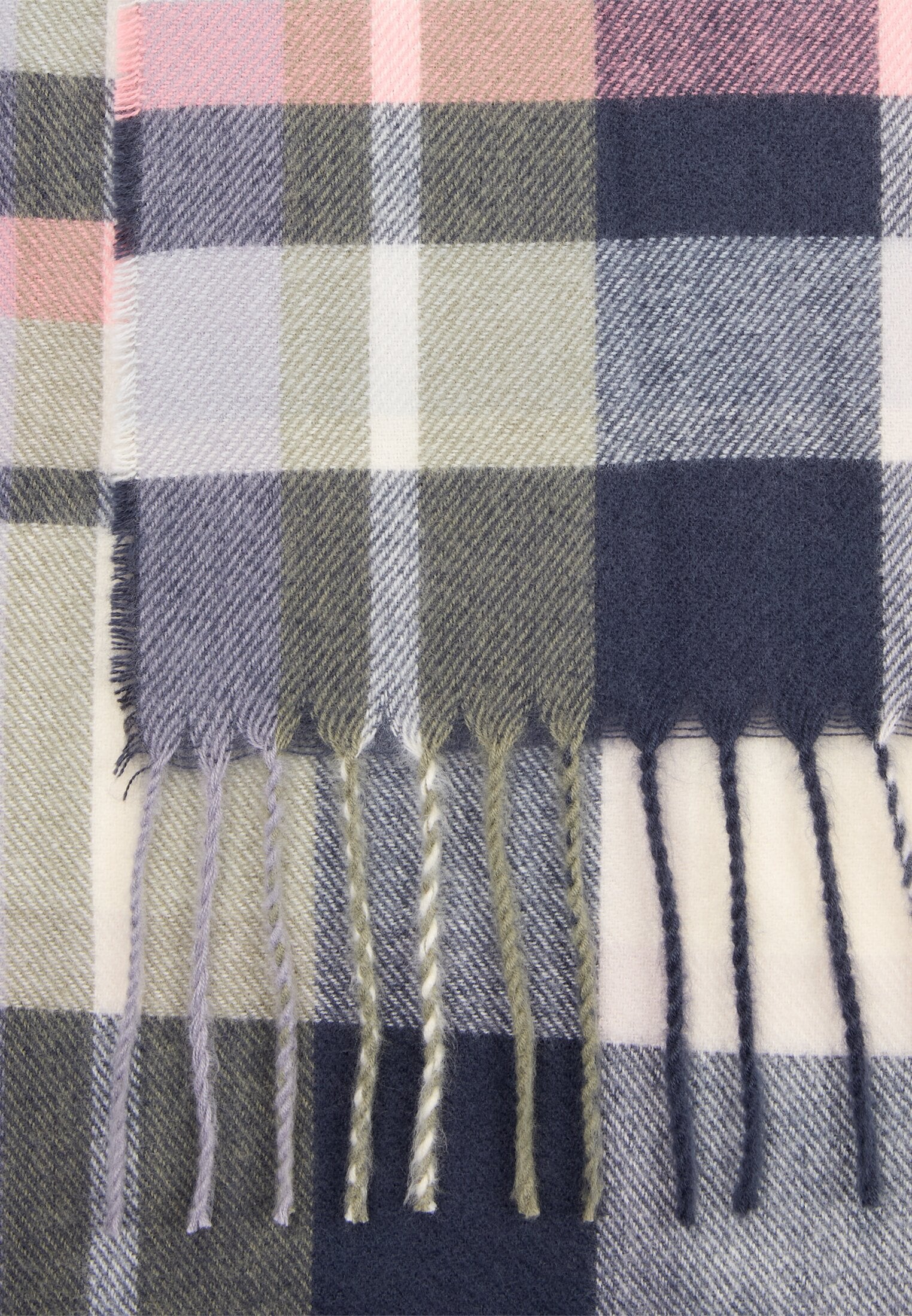 Schal kariert mit Fransen - 47-Night Blue - Blau
