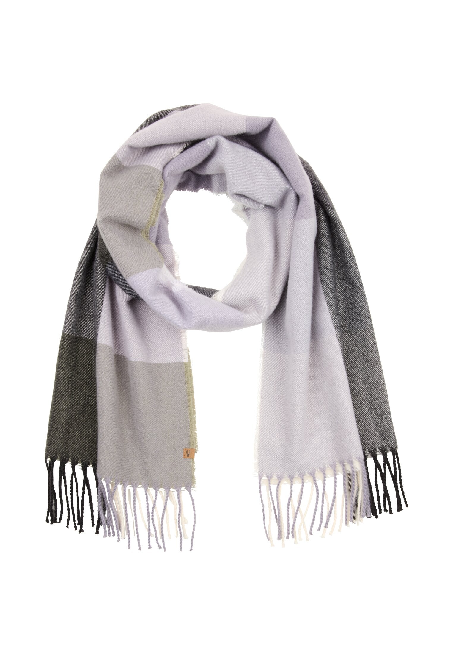 Schal kariert mit Fransen - 24-Misty Lilac - Violett
