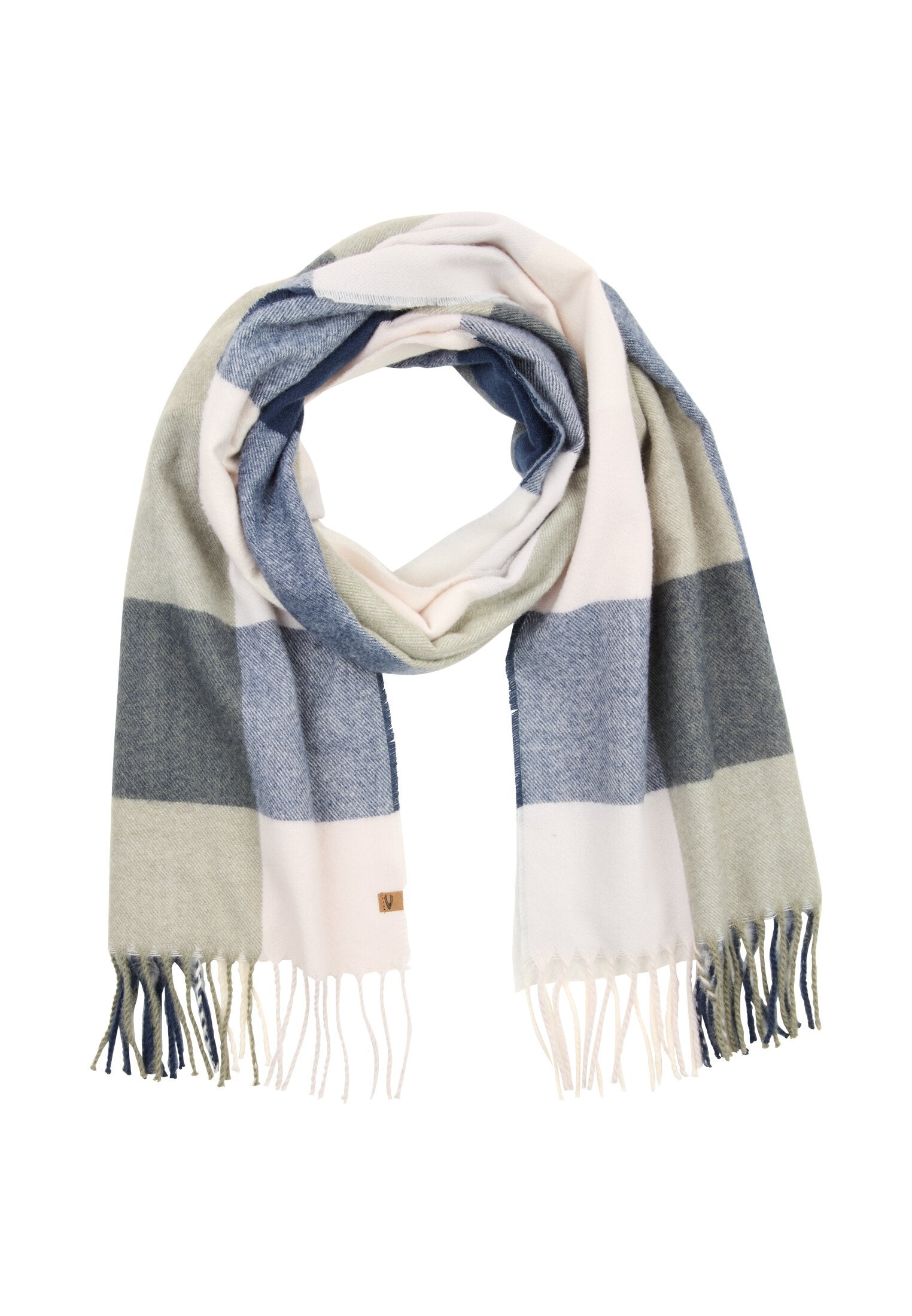 Schal kariert mit Fransen - 36-Sage - Grün