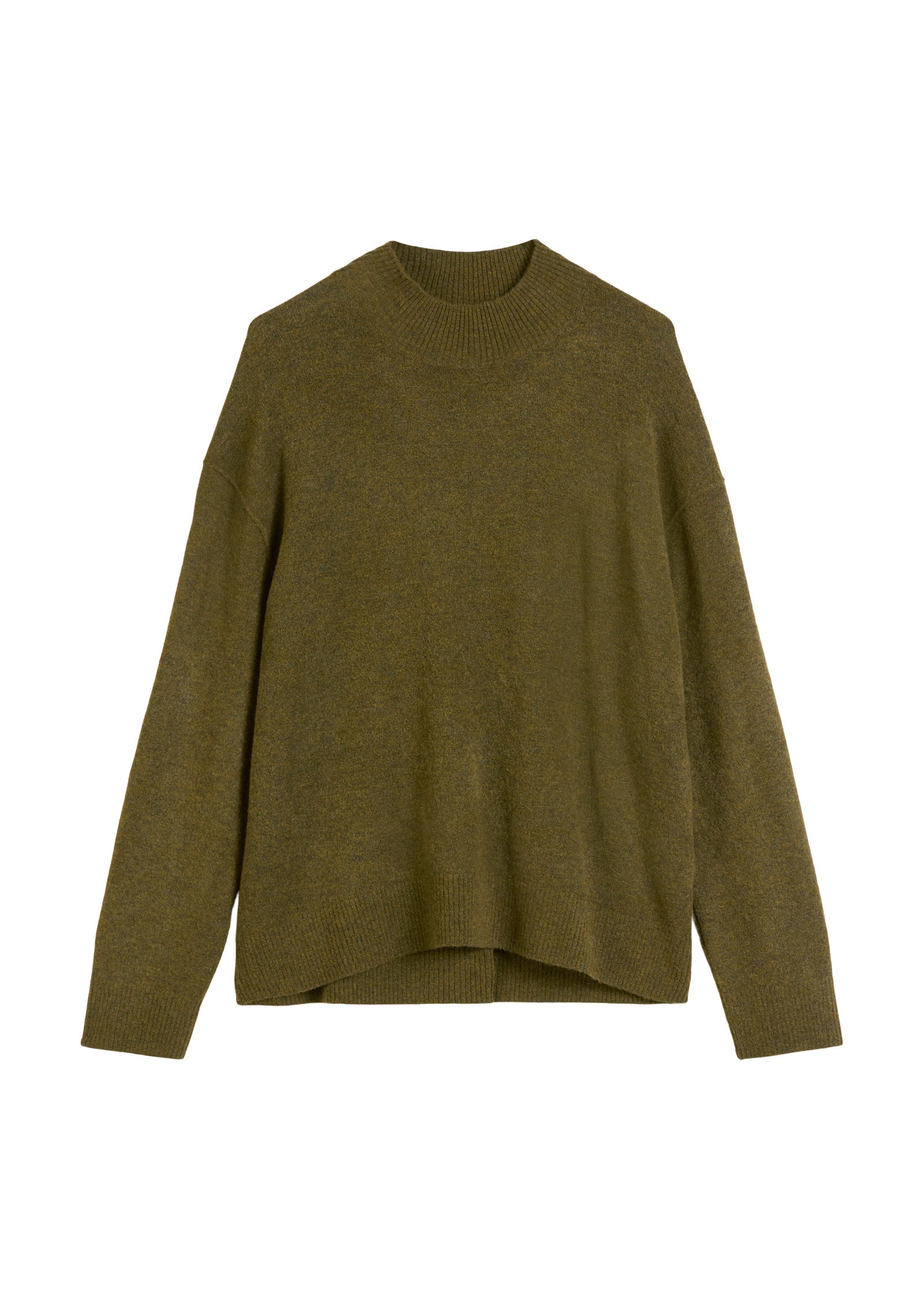 Strickpullover aus Schurwollmix - 3039-Dark Green Melange_02 - Grün