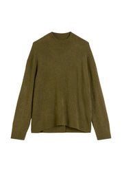 Strickpullover aus Schurwollmix - 3039-Dark Green Melange_02 - Grün