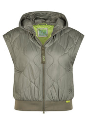 Steppweste mit Kapuze - 6419-AGAVE - Grün