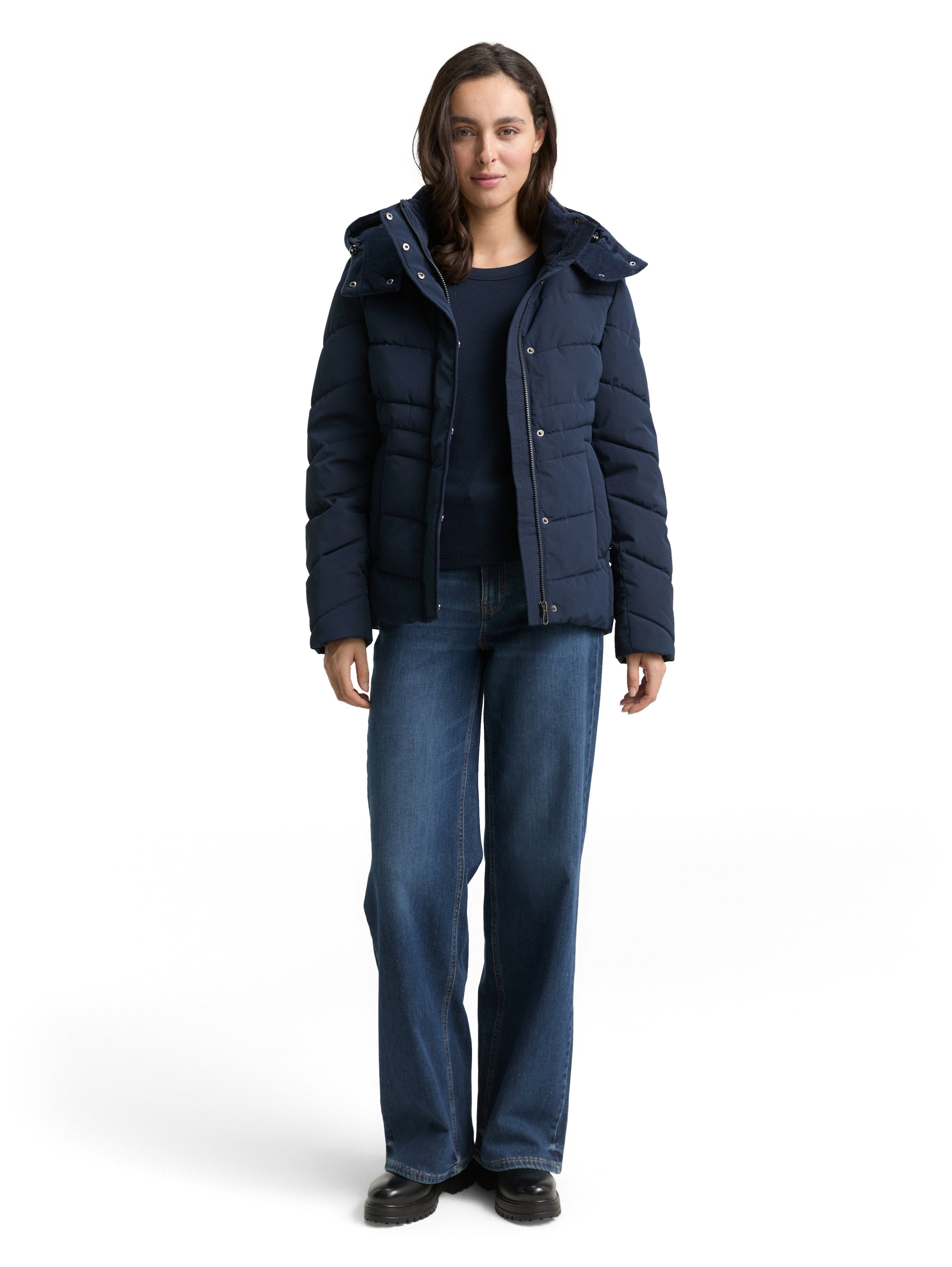 Puffer-Jacke mit abnehmbarer Kapuze - 10668-sky captain blue - Blau