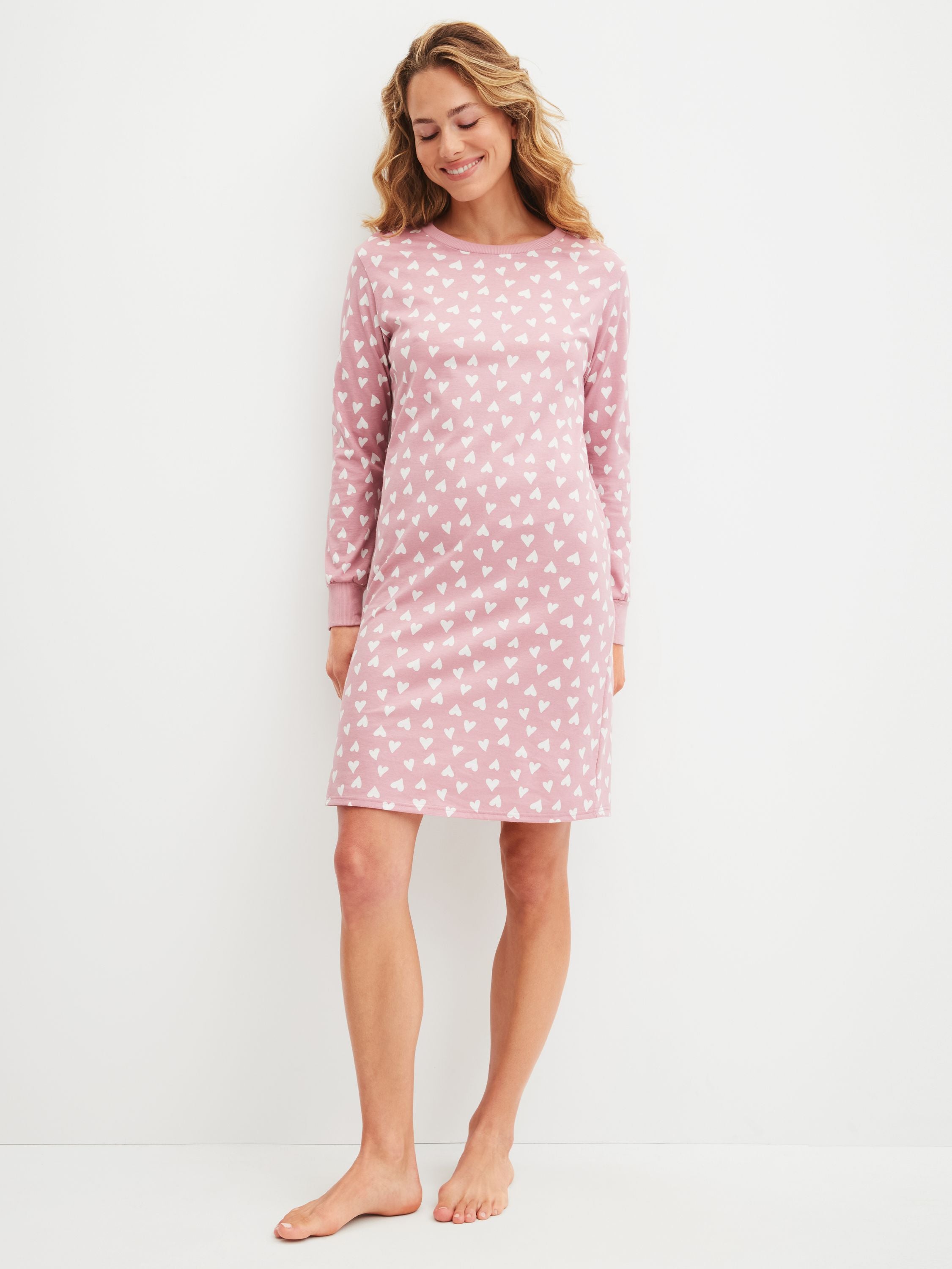 Nachthemd aus Baumwolle - 286-lilas - Pink