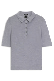Strick-Poloshirt aus Schurwolle - 057-Light/Pastel Grey - Grau